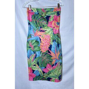 Just In Time Vintage Sleeveless Dress 80s Or 90s Hawaiian Print Women Sz Medium